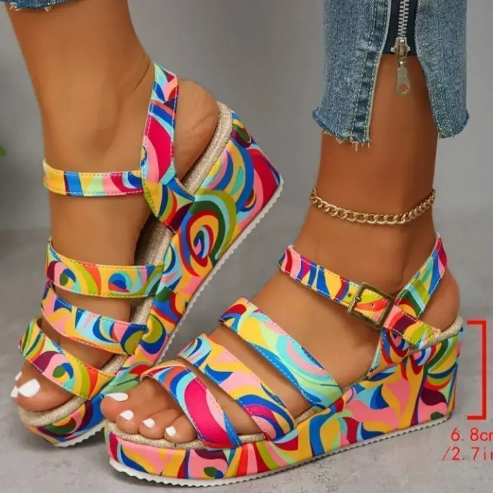 Beautiful colorful wedge sandals sz 10.5